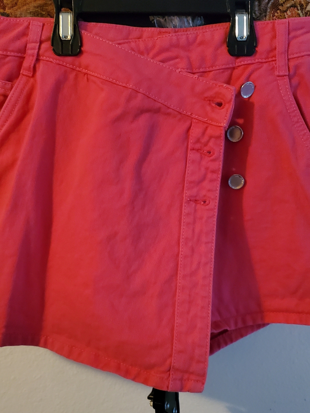 Zara Coral Pink Wrap Front Skort Shorts Size M High Waist